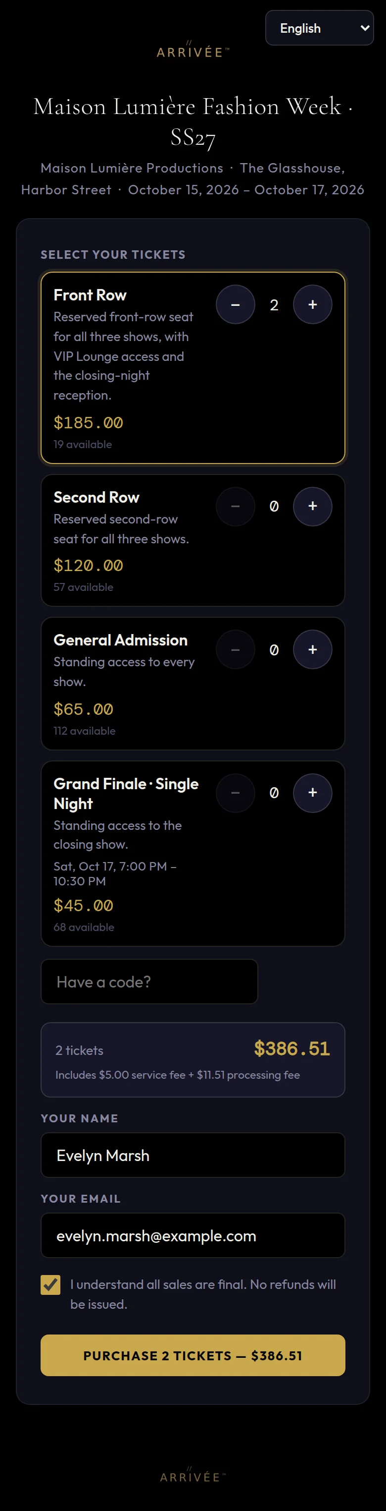 Buying tickets on a phone